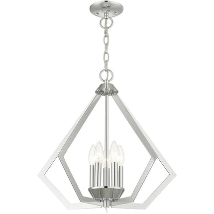 Silver Five Light Metal Dimmable Chandelier With Shades