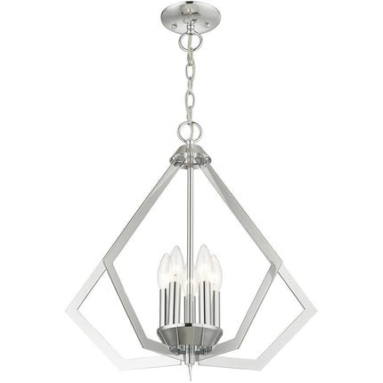 Silver Five Light Metal Dimmable Chandelier With Shades