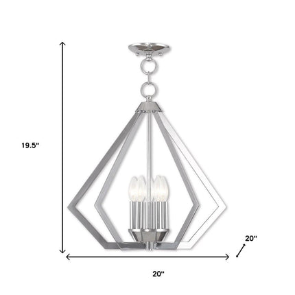 Silver Five Light Metal Dimmable Chandelier With Shades