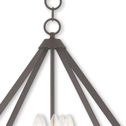Bronze Five Light Metal Dimmable Chandelier With Shades