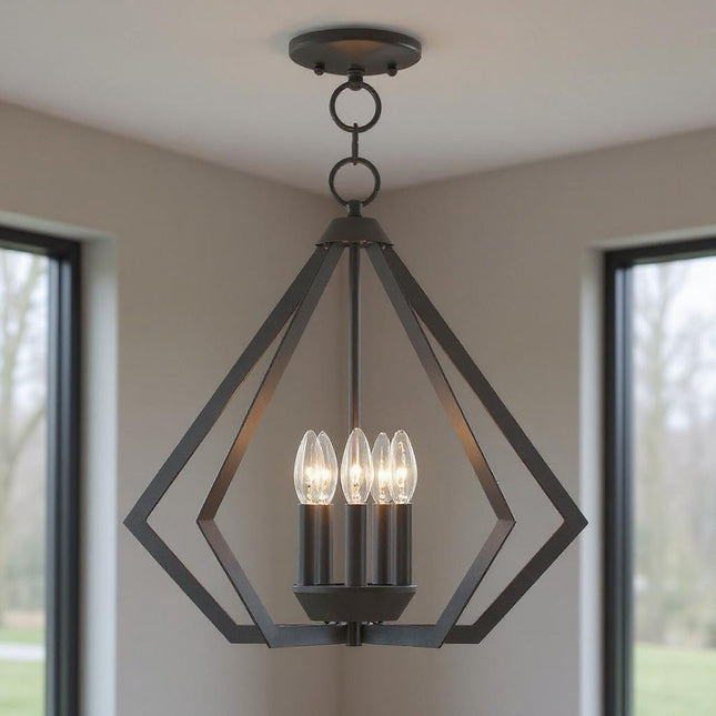 Bronze Five Light Dimmable Chandelier With Shades HomeRoots