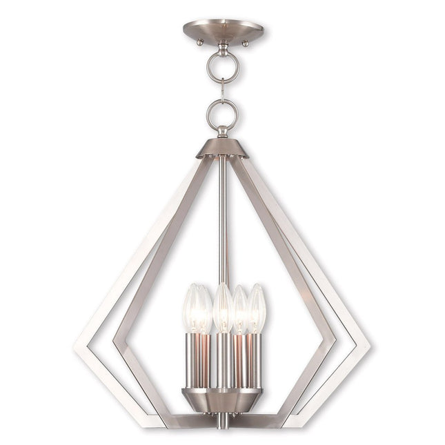 Nickel Five Light Metal Dimmable Chandelier With Shades