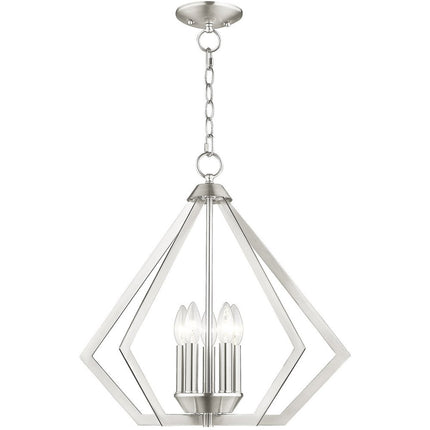 Nickel Five Light Metal Dimmable Chandelier With Shades
