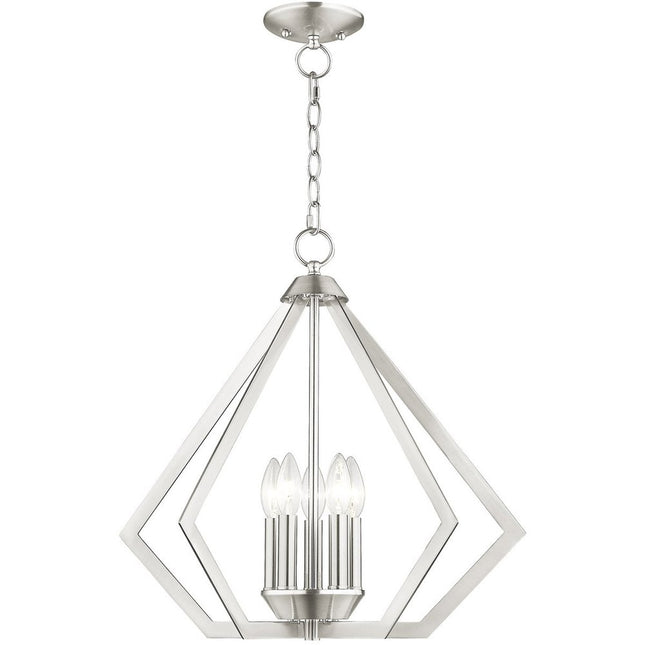 Nickel Five Light Metal Dimmable Chandelier With Shades