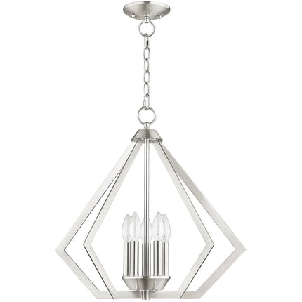 Nickel Five Light Metal Dimmable Chandelier With Shades