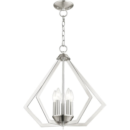 Nickel Five Light Metal Dimmable Chandelier With Shades