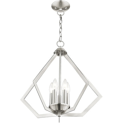 Nickel Five Light Metal Dimmable Chandelier With Shades