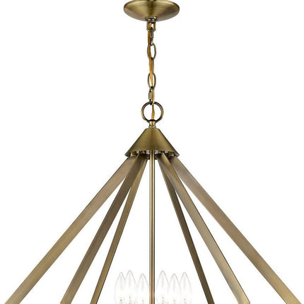 Six Light Dimmable Chandelier With Shades HomeRoots