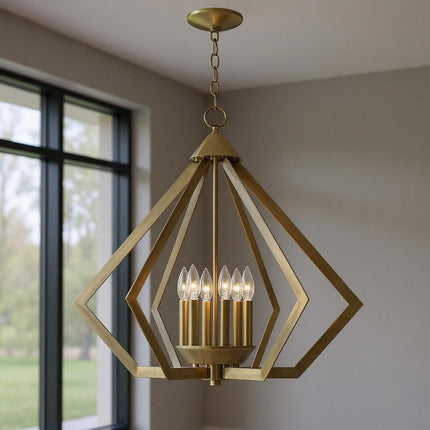 Six Light Dimmable Chandelier With Shades HomeRoots