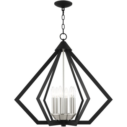 Black Six Light Metal Dimmable Chandelier With Shades