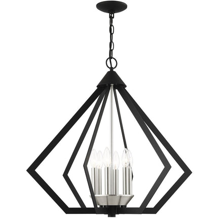 Black Six Light Metal Dimmable Chandelier With Shades
