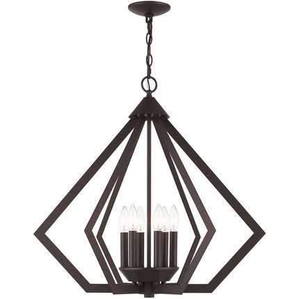 Bronze Six Light Metal Dimmable Chandelier With Shades