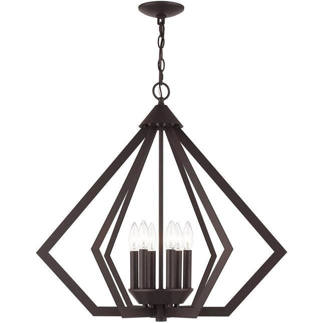 Bronze Six Light Dimmable Chandelier With Shades HomeRoots
