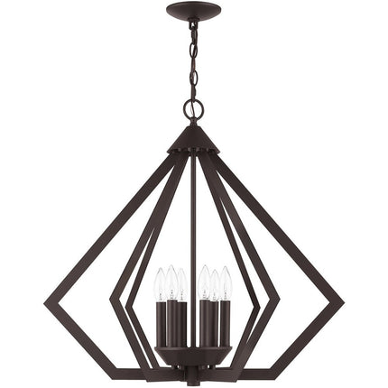 Bronze Six Light Metal Dimmable Chandelier With Shades