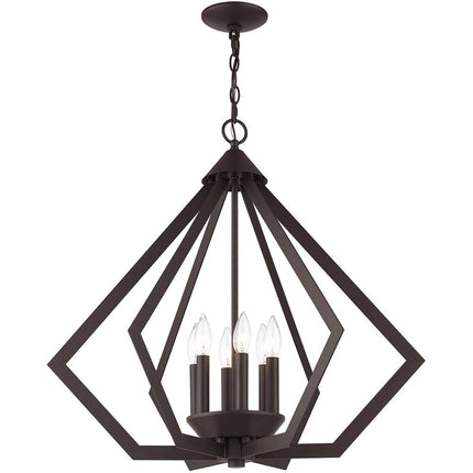 Bronze Six Light Metal Dimmable Chandelier With Shades