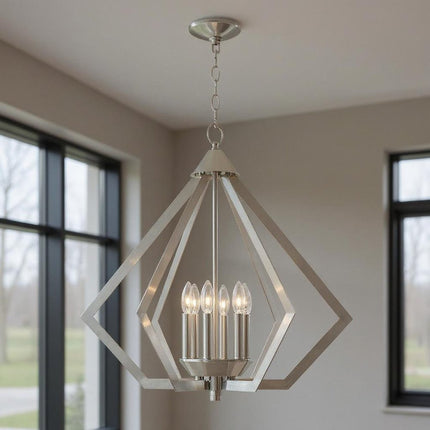 Six Light Dimmable Chandelier With Shades HomeRoots