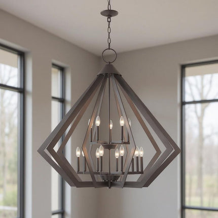 Bronze Multi Light Metal Dimmable Chandelier With Shades
