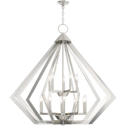 Nickel Multi Light Metal Dimmable Chandelier With Shades HomeRoots