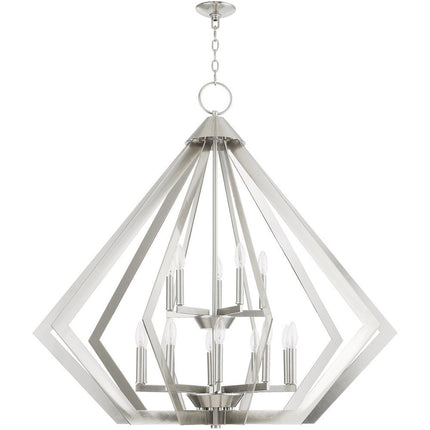 Nickel Multi Light Metal Dimmable Chandelier With Shades HomeRoots