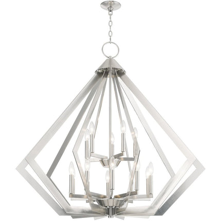 Nickel Multi Light Metal Dimmable Chandelier With Shades