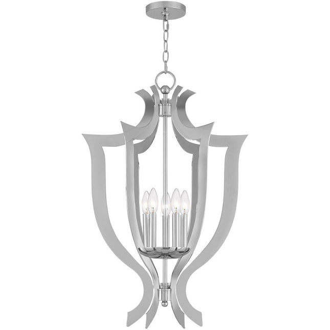 Five Light Dimmable Chandelier With Shades HomeRoots