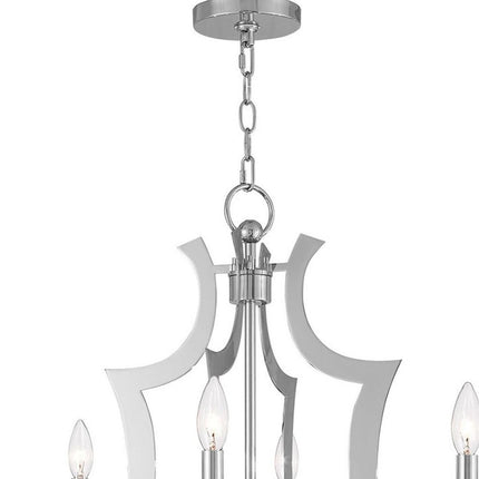 Silver Eight Light Metal Dimmable Chandelier With Shades