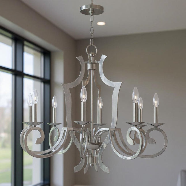 Eight Light Dimmable Chandelier With Shades HomeRoots