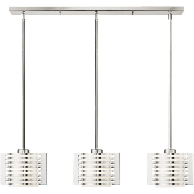 Nickel Three Light Metal Dimmable Chandelier With Shades HomeRoots