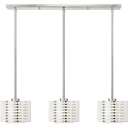 Nickel Three Light Metal Dimmable Chandelier With Shades