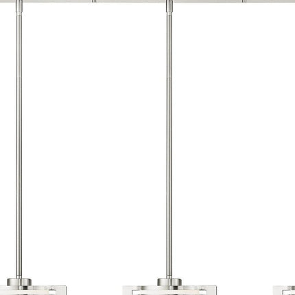 Nickel Three Light Metal Dimmable Chandelier With Shades