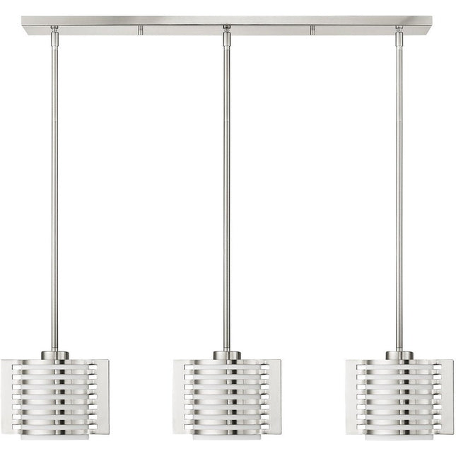 Nickel Three Light Metal Dimmable Chandelier With Shades HomeRoots