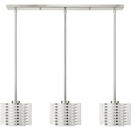 Nickel Three Light Metal Dimmable Chandelier With Shades