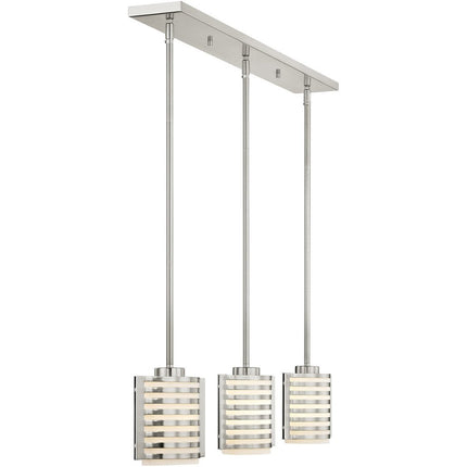Nickel Three Light Metal Dimmable Chandelier With Shades