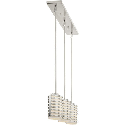 Nickel Three Light Metal Dimmable Chandelier With Shades