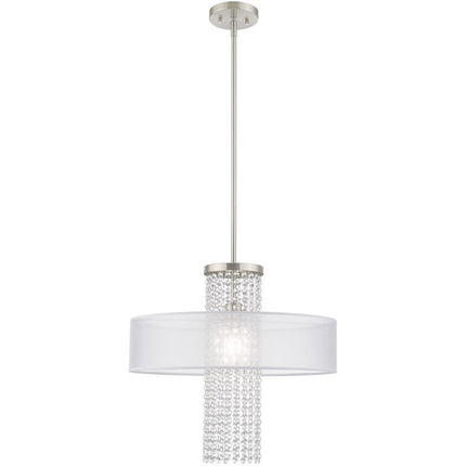 Nickel Metal Dimmable Chandelier With Shades