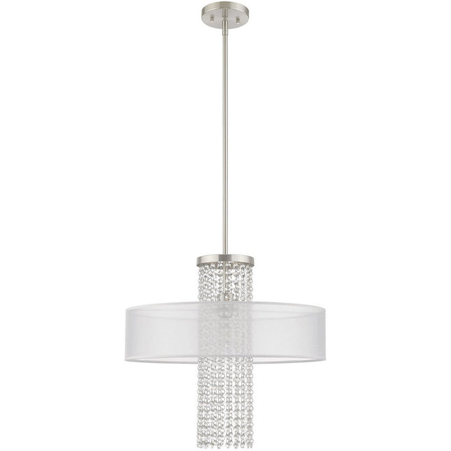 Nickel Metal Dimmable Chandelier With Shades