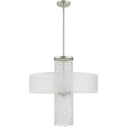 Nickel Four Light Metal Dimmable Chandelier With Shades