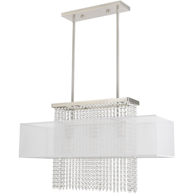 Nickel Three Light Metal Dimmable Chandelier With Shades HomeRoots