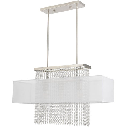 Nickel Three Light Metal Dimmable Chandelier With Shades