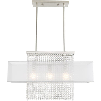 Nickel Three Light Metal Dimmable Chandelier With Shades