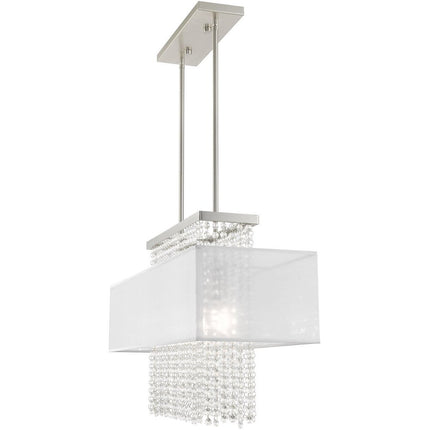 Nickel Three Light Metal Dimmable Chandelier With Shades