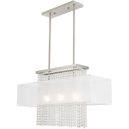 Nickel Three Light Metal Dimmable Chandelier With Shades