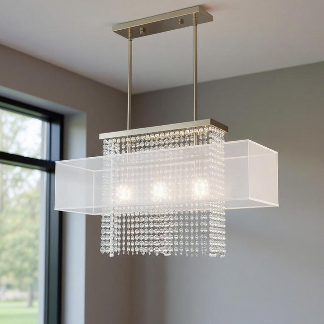 Three Light Dimmable Chandelier With Shades HomeRoots