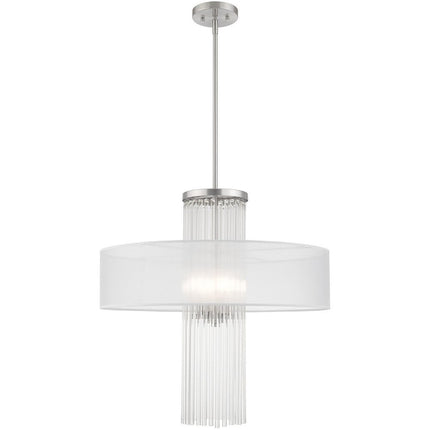 Nickel Four Light Metal Dimmable Chandelier With Shades