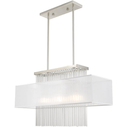Nickel Three Light Metal Dimmable Chandelier With Shades