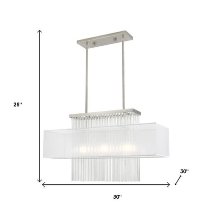 Nickel Three Light Metal Dimmable Chandelier With Shades