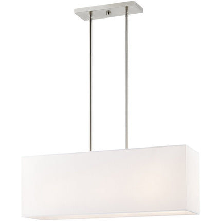 Nickel Three Light Metal Dimmable Chandelier With Shades