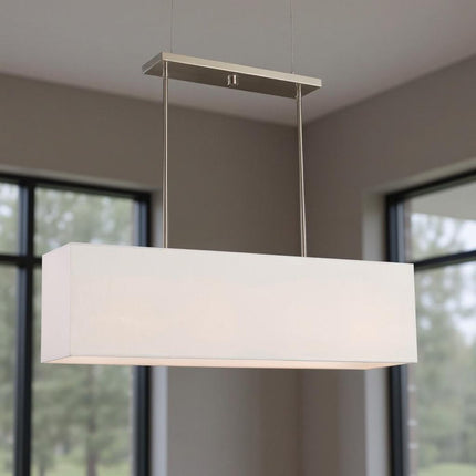 Nickel Four Light Metal Dimmable Chandelier With Shades