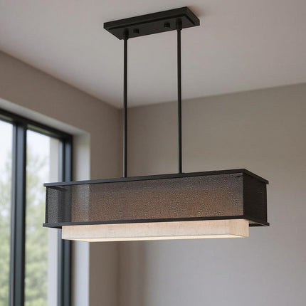 Bronze Three Light Metal Dimmable Chandelier With Shades