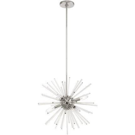 Silver Six Light Metal Dimmable Chandelier With Shades